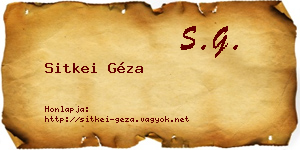 Sitkei Géza névjegykártya